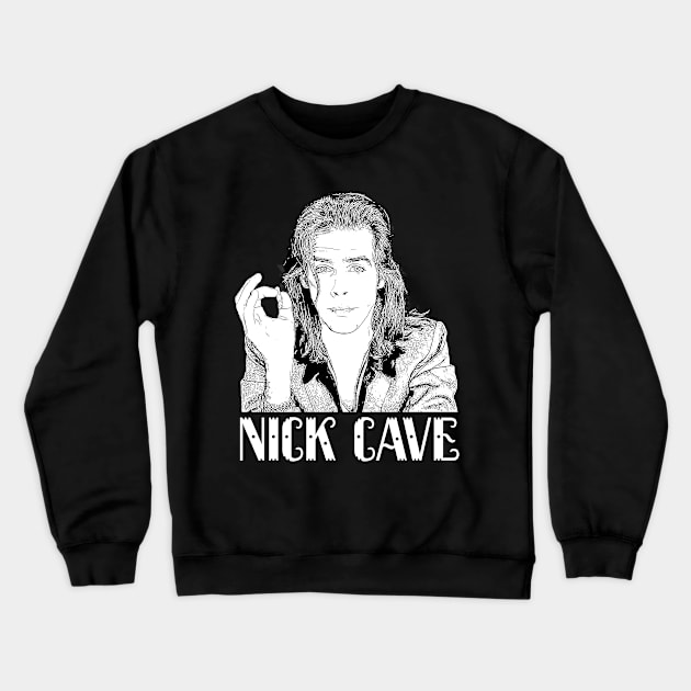 Retro Nick Cave smokes style Classic 80s Crewneck Sweatshirt by Hand And Finger